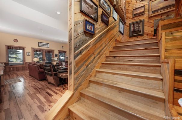 Interior, Living room, Recessed Lighting, Wood Texture Flooring, Wooden Walls