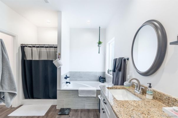 Bathroom, Interior, Recessed Lighting, Wood Texture Flooring
