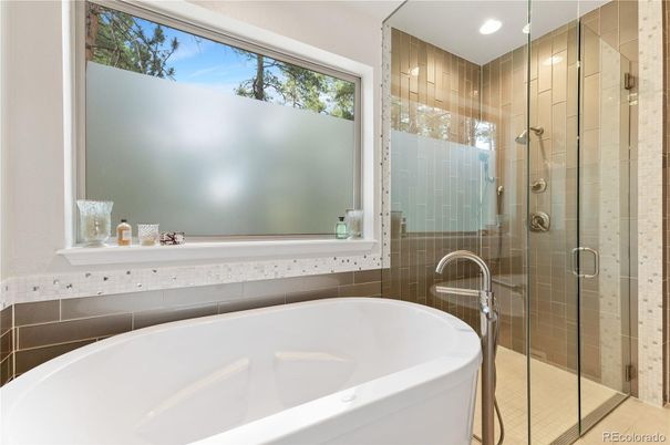 Bathroom, Free Standing Baths, Glass Shower, Interior, Recessed Lighting