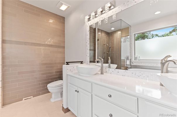 Bathroom, Dual Sink Vanities, Glass Shower, Interior, Recessed Lighting