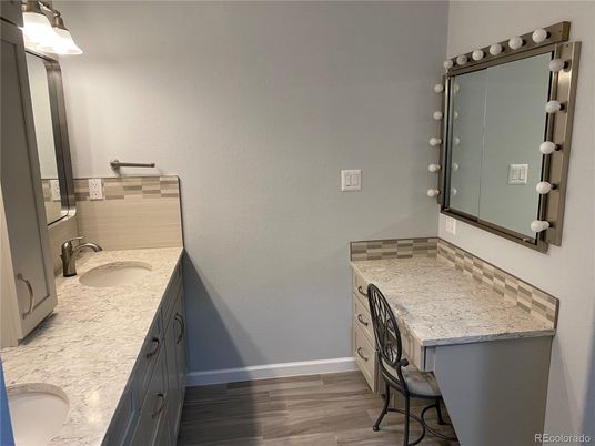 Bathroom, Dual Sink Vanities, Interior, Wood Texture Flooring