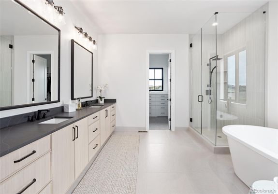Bathroom, Dual Sink Vanities, Free Standing Baths, Glass Shower, Interior