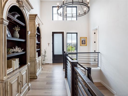 Chandelier, Interior, Wood Texture Flooring