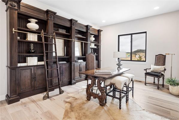 Home Office, Interior, Recessed Lighting, Wood Texture Flooring