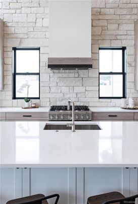 Interior, Kitchen, Stainless Steel Appliances, Stone Walls
