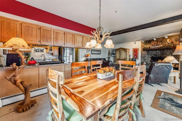 Chandelier, Dining room, Fireplace, Interior, Kitchen, Pendant Lights