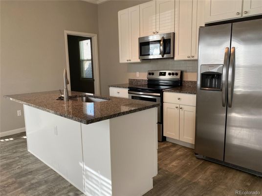 Interior, Kitchen, Stainless Steel Appliances, Wood Texture Flooring