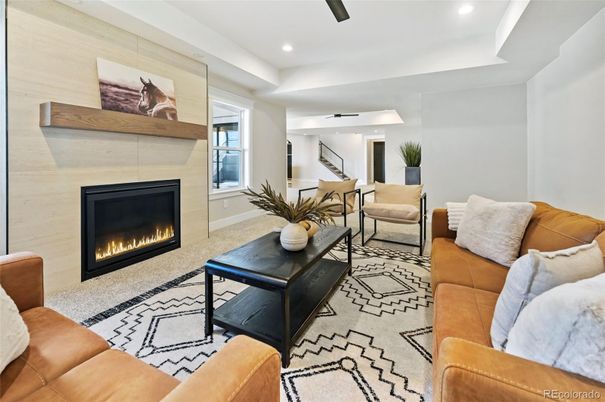Fireplace, Interior, Living room, Recessed Lighting