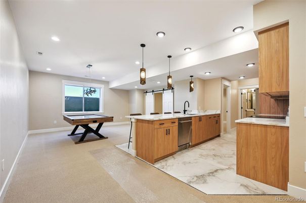 Billiard Table, Game Room, Interior, Kitchen, Pendant Lights, Recessed Lighting