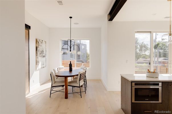 Chandelier, Dining room, Interior, Pendant Lights, Wood Texture Flooring