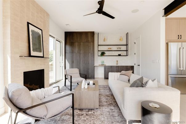 Fireplace, Interior, Kitchen, Living room, Stone Walls