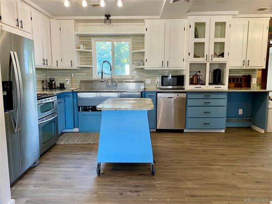Interior, Kitchen, Stainless Steel Appliances, Wood Texture Flooring