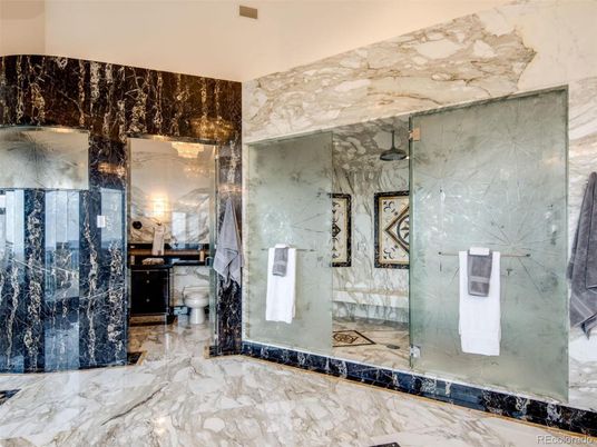 Bathroom, Glass Shower, Interior, Marble, Marble Walls