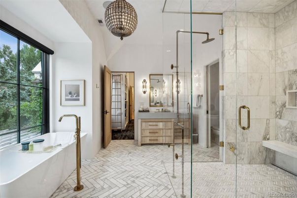 Bathroom, Glass Shower, Interior, Marble Walls