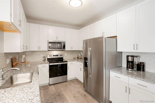 Interior, Kitchen, Stainless Steel Appliances, Wood Texture Flooring