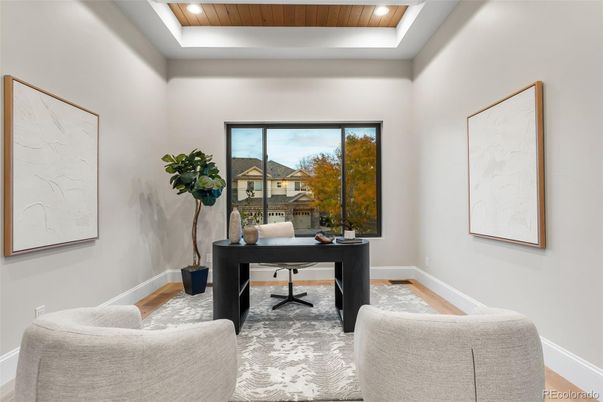 Home Office, Interior, Recessed Lighting, Wood Texture Flooring