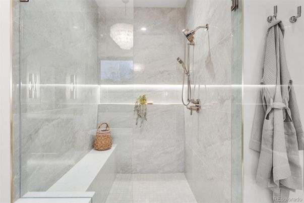 Bathroom, Glass Shower, Interior, Marble Walls