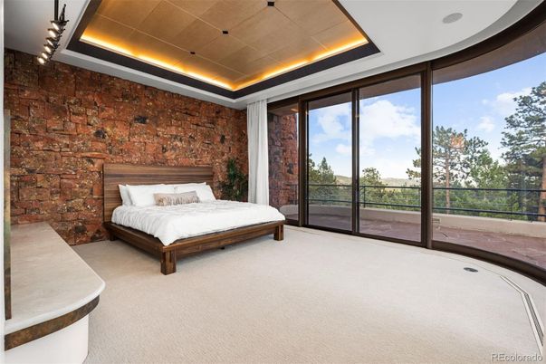 Bedroom, Interior, Recessed Lighting, Stone Walls