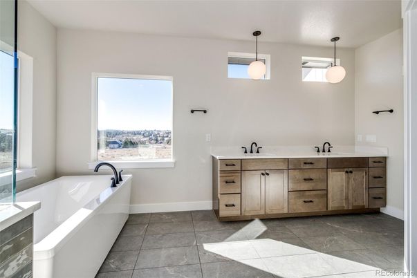 Bathroom, Dual Sink Vanities, Interior, Pendant Lights