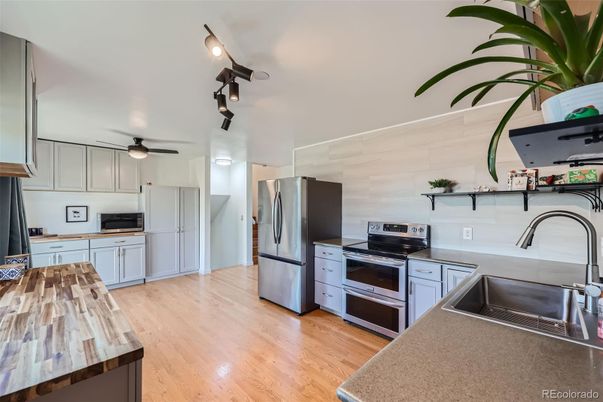 Interior, Kitchen, Stainless Steel Appliances, Wood Texture Flooring