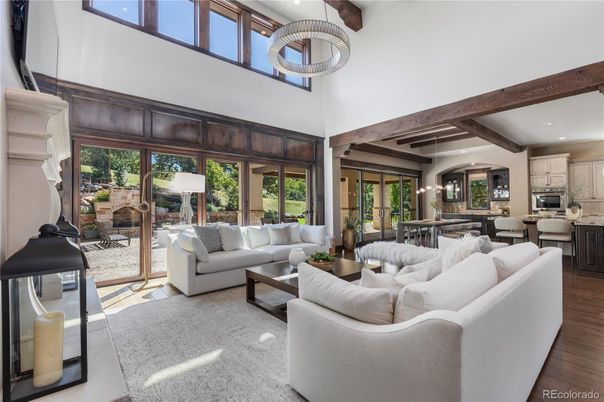 Dining room, Interior, Kitchen, Living room, Pendant Lights, Recessed Lighting, Wooden Beams, Wood Texture Flooring