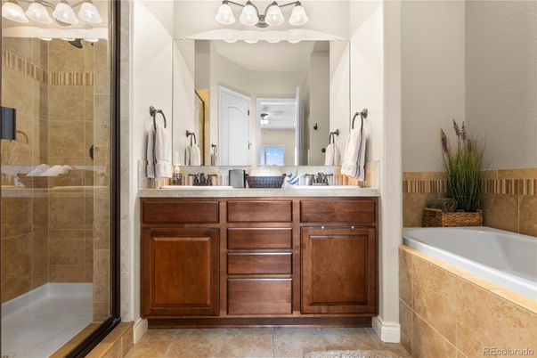 Bathroom, Dual Sink Vanities, Glass Shower, Interior