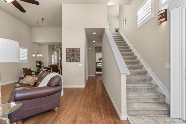 Dining room, Interior, Pendant Lights, Recessed Lighting, Wood Texture Flooring