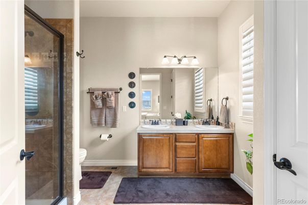 Bathroom, Dual Sink Vanities, Glass Shower, Interior