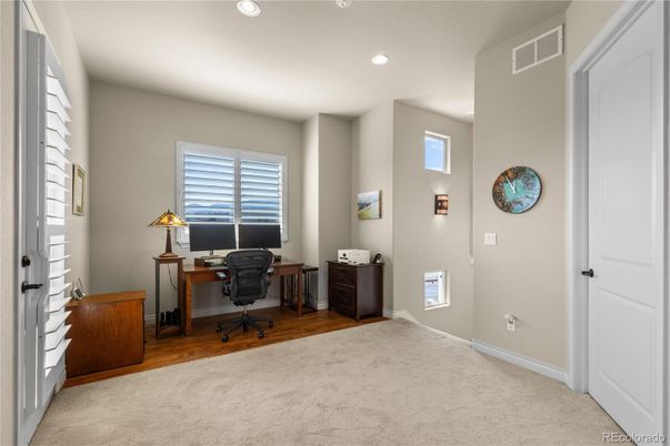 Home Office, Interior, Recessed Lighting, Wood Texture Flooring