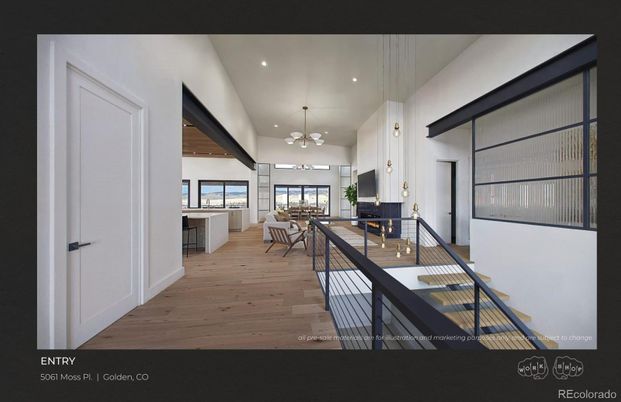 Dining room, Interior, Pendant Lights, Recessed Lighting, Wood Texture Flooring