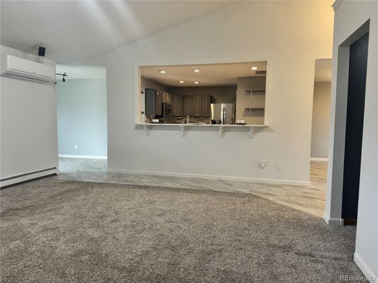 Empty room, Interior, Kitchen, Recessed Lighting, Wood Texture Flooring