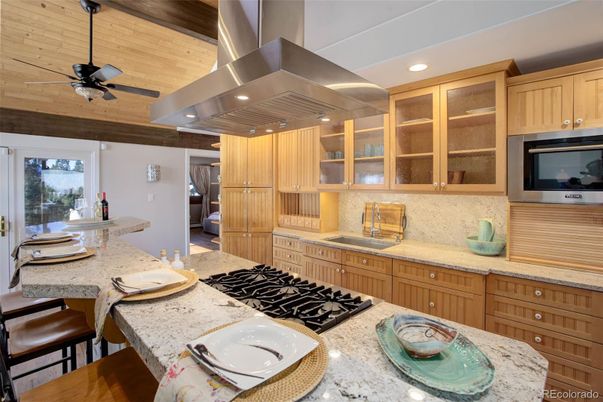 Interior, Kitchen, Recessed Lighting, Stainless Steel Appliances, Wooden Ceilings