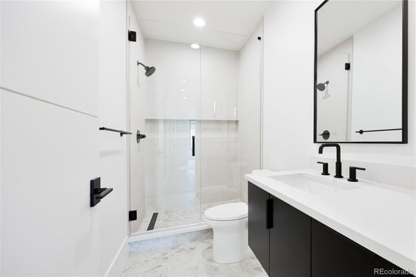 Bathroom, Glass Shower, Interior, Recessed Lighting