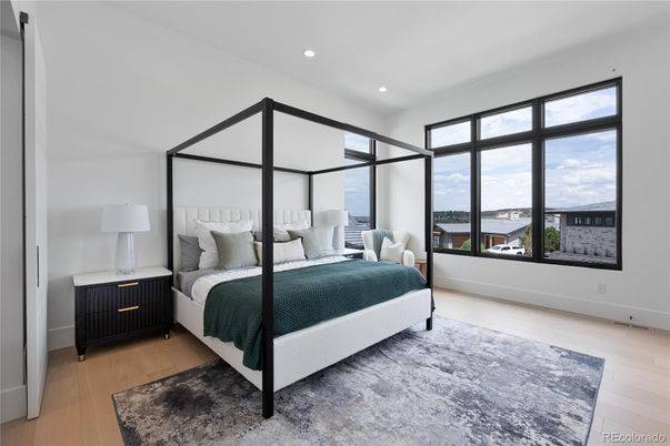 Bedroom, Interior, Recessed Lighting, Water, Wood Texture Flooring