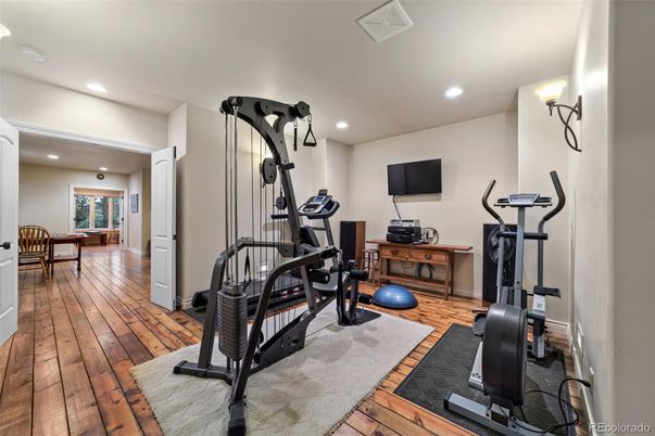Fitness Equipment, Interior, Recessed Lighting, Wood Texture Flooring