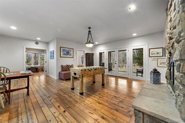 Game Room, Interior, Pendant Lights, Recessed Lighting, Wood Texture Flooring