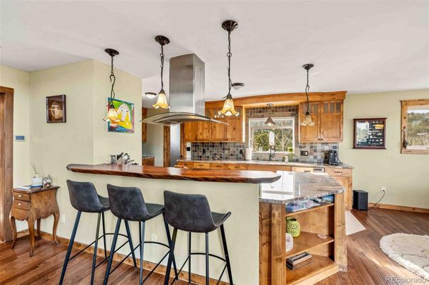 Interior, Kitchen, Pendant Lights, Wood Texture Flooring
