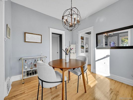 Chandelier, Dining room, Interior, Wood Texture Flooring