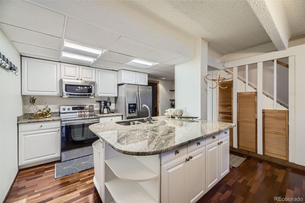 Interior, Kitchen, Stainless Steel Appliances, Wood Texture Flooring
