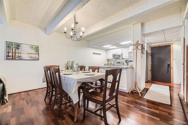 Chandelier, Dining room, Interior, Kitchen, Wood Texture Flooring