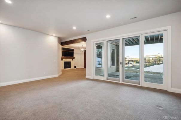 Empty room, Fireplace, Interior, Recessed Lighting