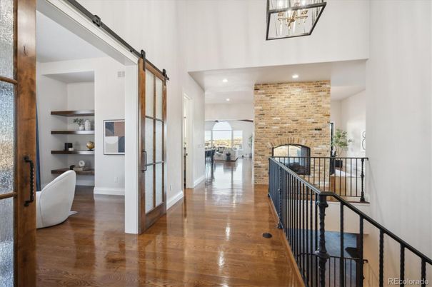 Interior, Recessed Lighting, Stone Walls, Wood Texture Flooring