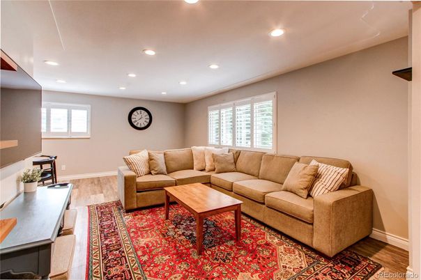 Interior, Living room, Recessed Lighting, Wood Texture Flooring