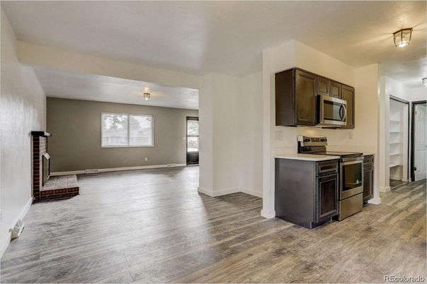 Interior, Kitchen, Stainless Steel Appliances, Wood Texture Flooring