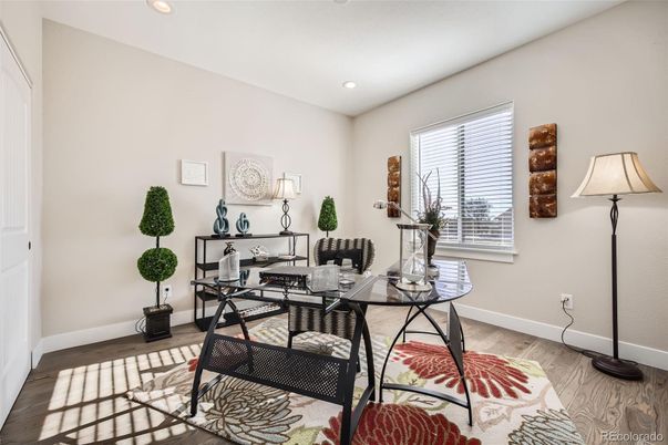 Home Office, Interior, Recessed Lighting, Wood Texture Flooring