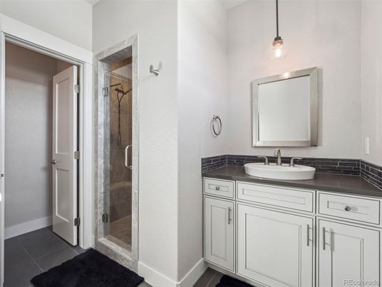 Bathroom, Glass Shower, Interior, Pendant Lights