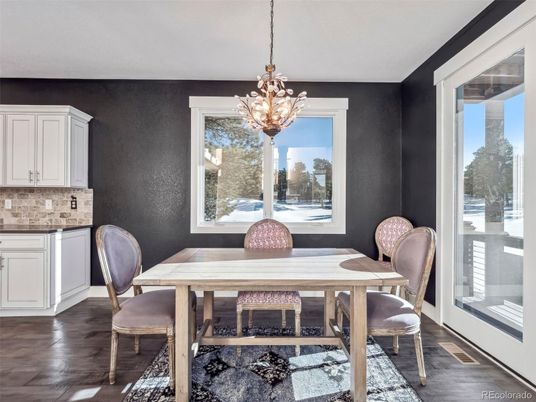 Chandelier, Dining room, Interior, Pendant Lights, Wood Texture Flooring