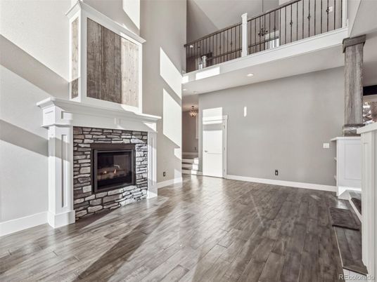 Fireplace, Interior, Recessed Lighting, Wood Texture Flooring