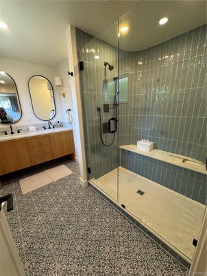 Bathroom, Dual Sink Vanities, Glass Shower, Interior, Recessed Lighting
