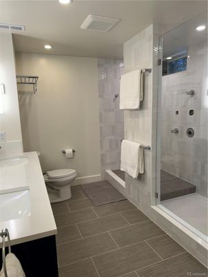 Bathroom, Glass Shower, Interior, Recessed Lighting